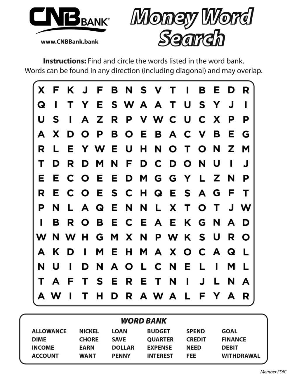Money Word Search